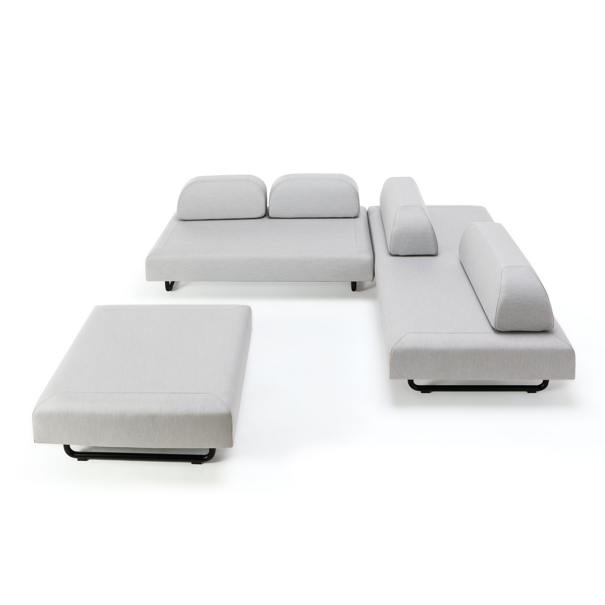 Modulo doppio divano imbottito "Santa Fe" in metallo da giardino cm 150x90 70h