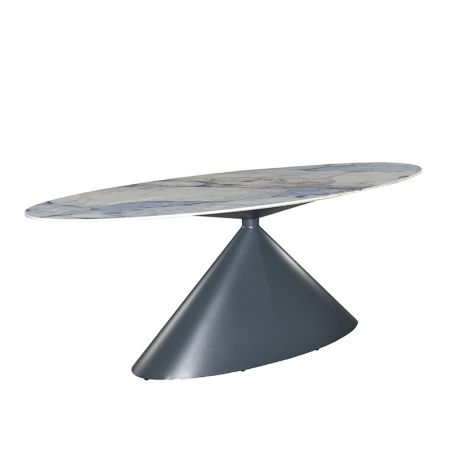 Tavolo ovale fisso "Corte" con piano effetto marmo e base in metallo verniciata a polvere cm 200x80 76h