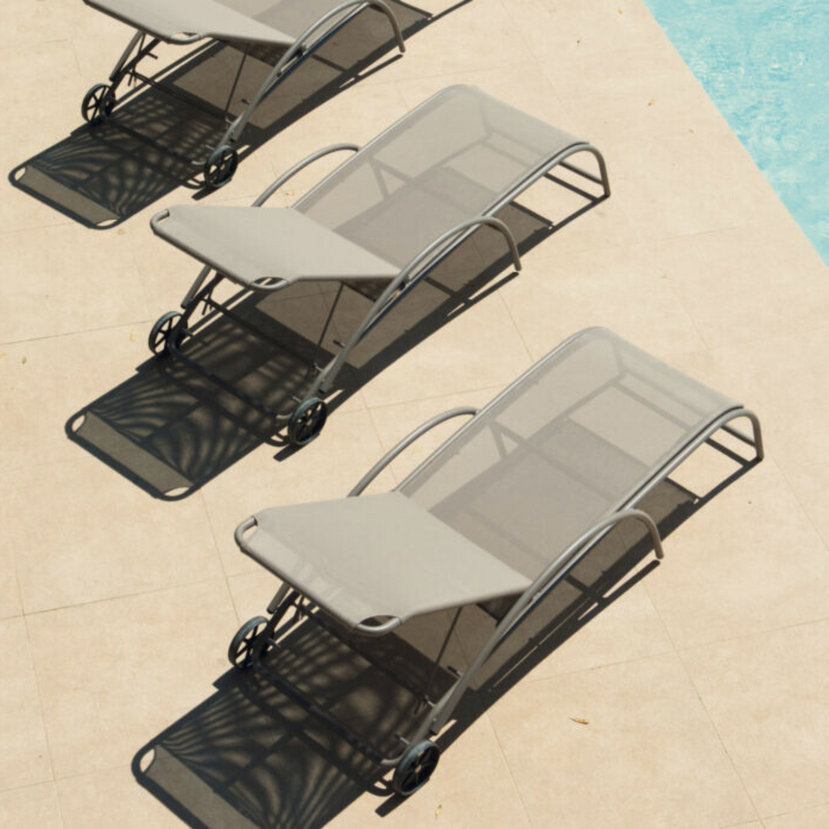 Set di 2 lettini prendisole in tessuto e alluminio "Park" da giardino cm 188x63 86h