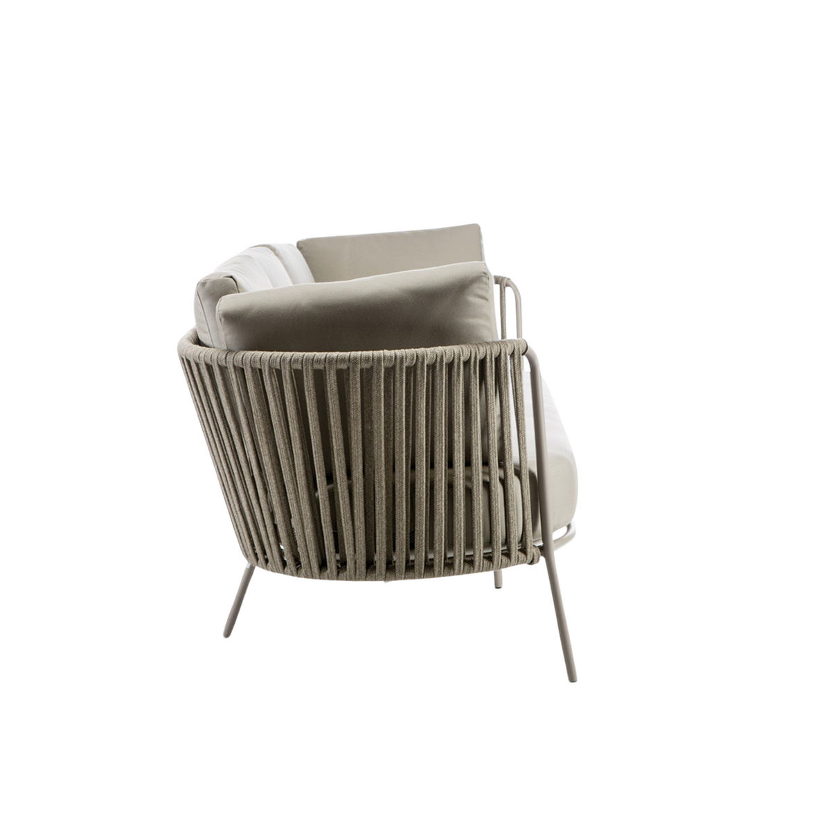 Divano 3 posti in corda e acciaio inox "Daisy Rope" sofà lounge da giardino cm 220x80 71h