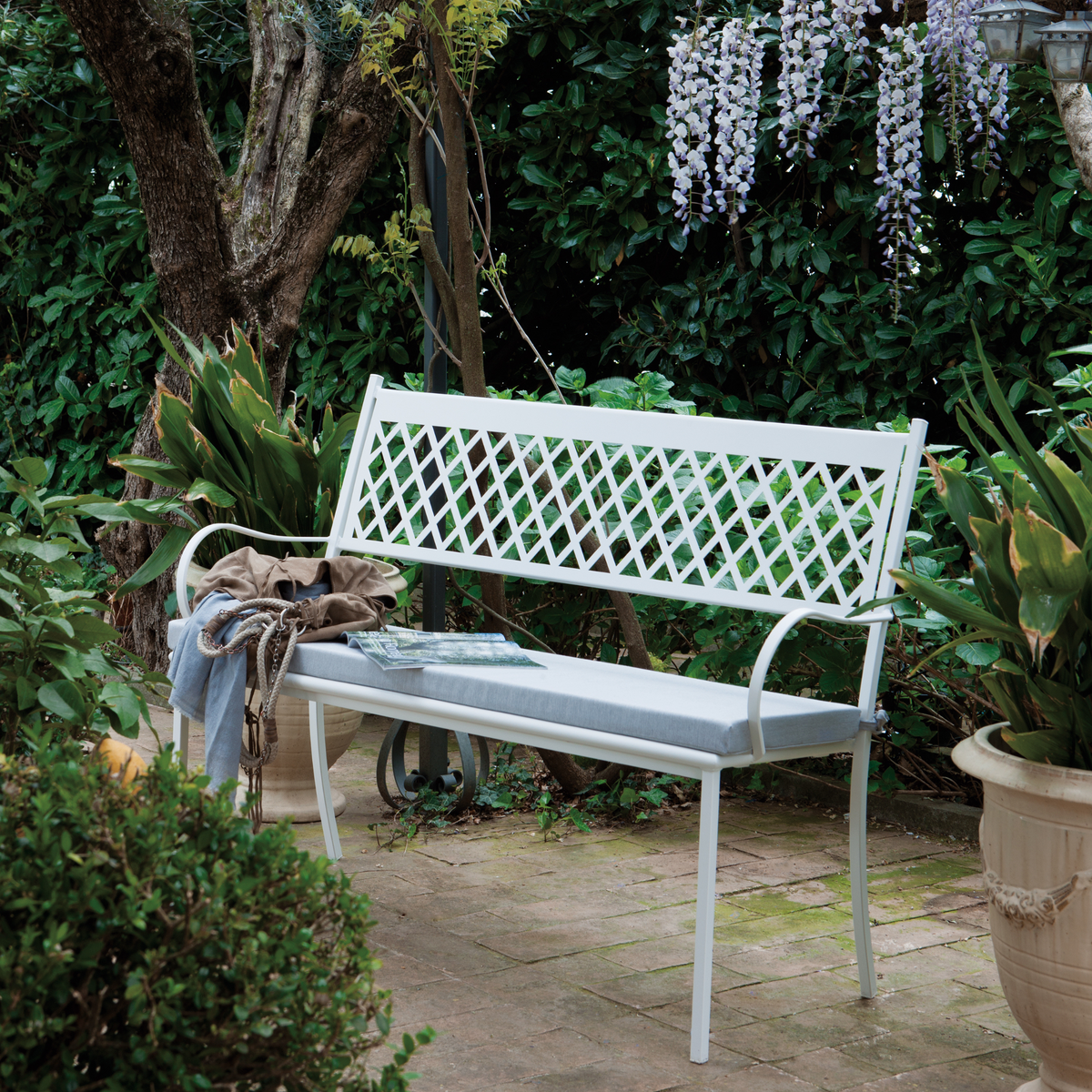 Panca in metallo da giardino "Summertime" sofà impilabile cm 127x56 93h