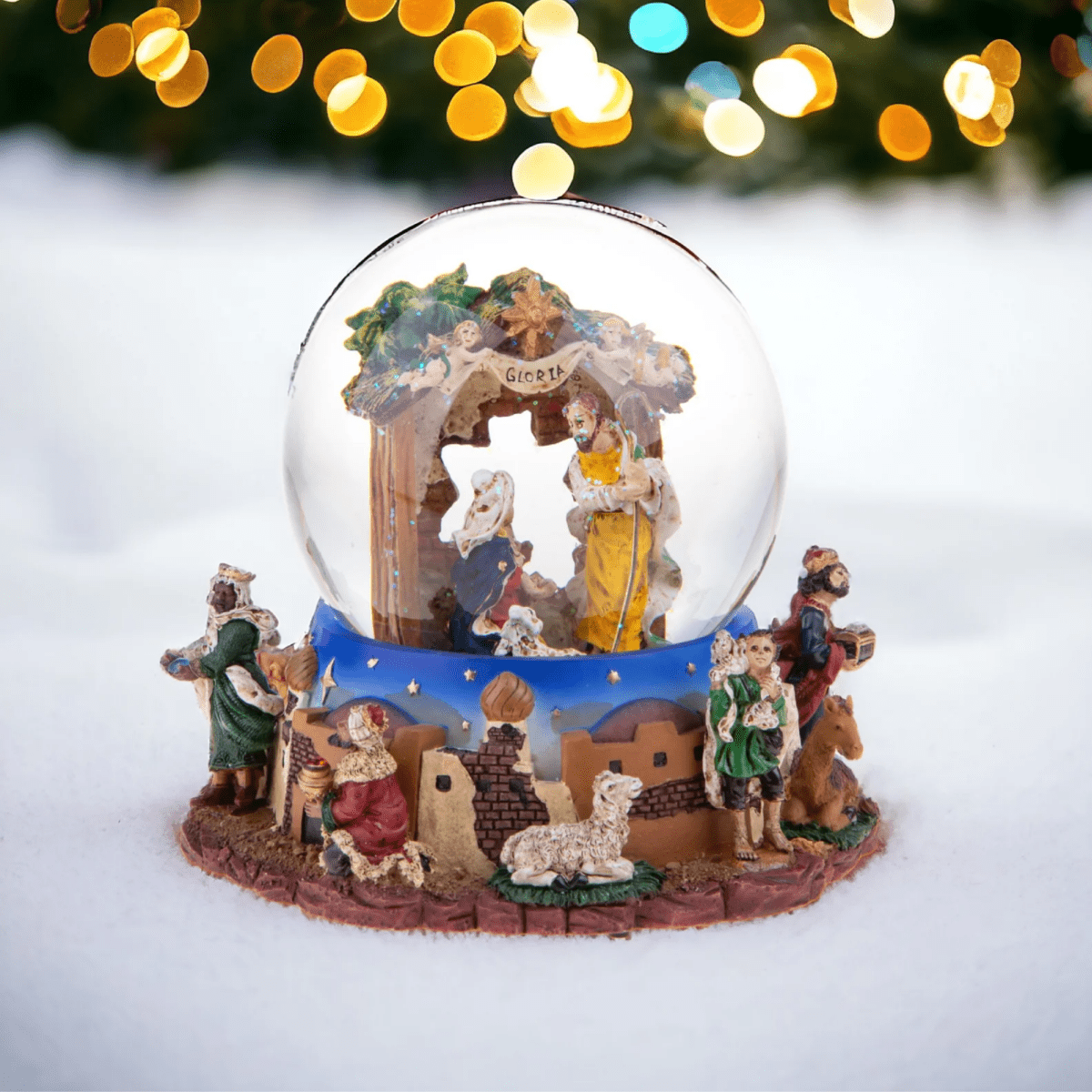 Sfera carillon con natività per decorazioni natalizie cm 12x16,5h - MondoViro
