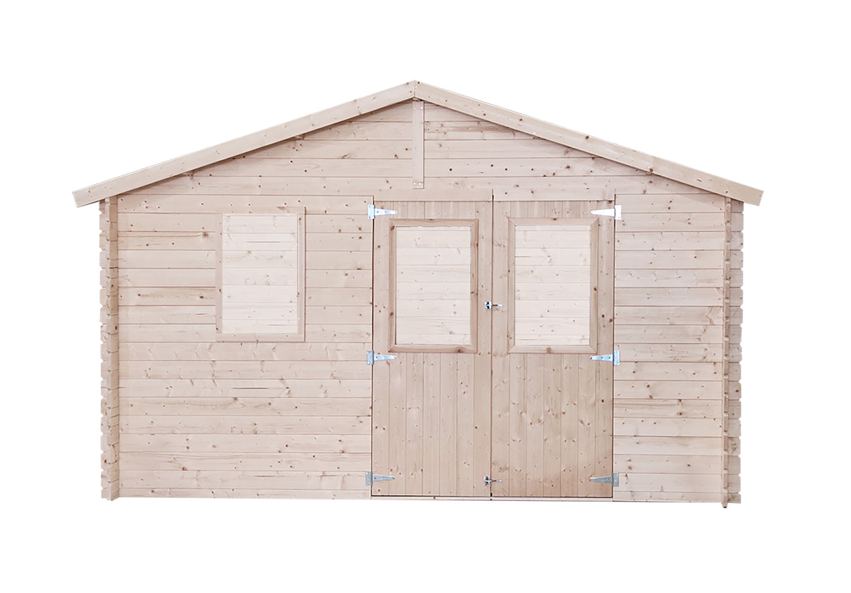 Casetta in legno da giardino "BlockHouse" porta doppia con finestra Made in Italy