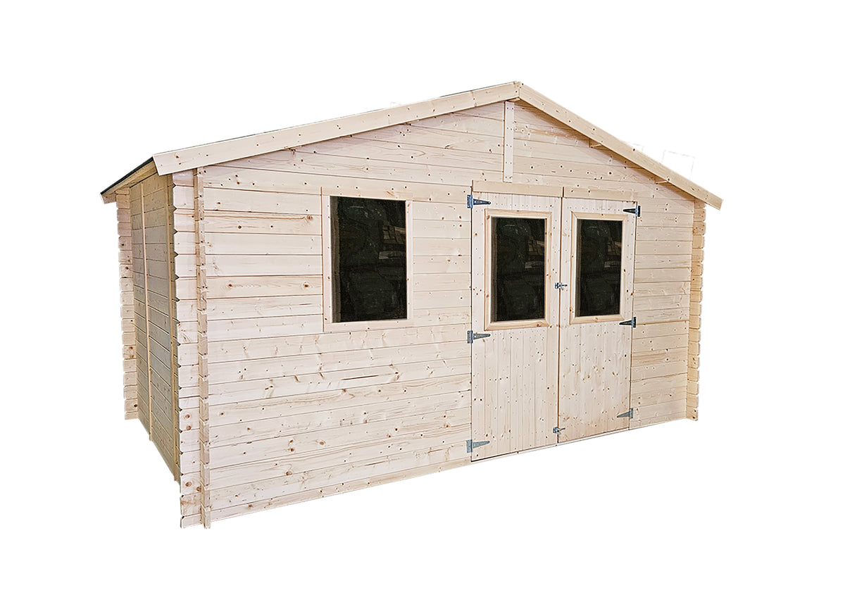 Casetta in legno da giardino "BlockHouse" porta doppia con finestra Made in Italy