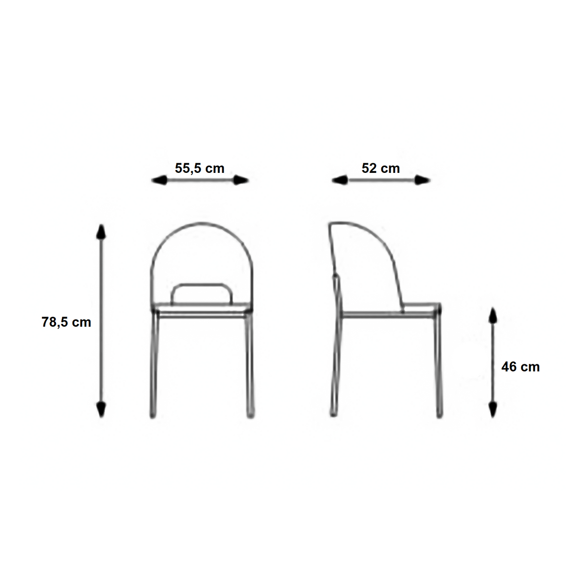 Set di sedie moderne imbottite "Erica" da pranzo in tessuto cm 56x52 78,5h