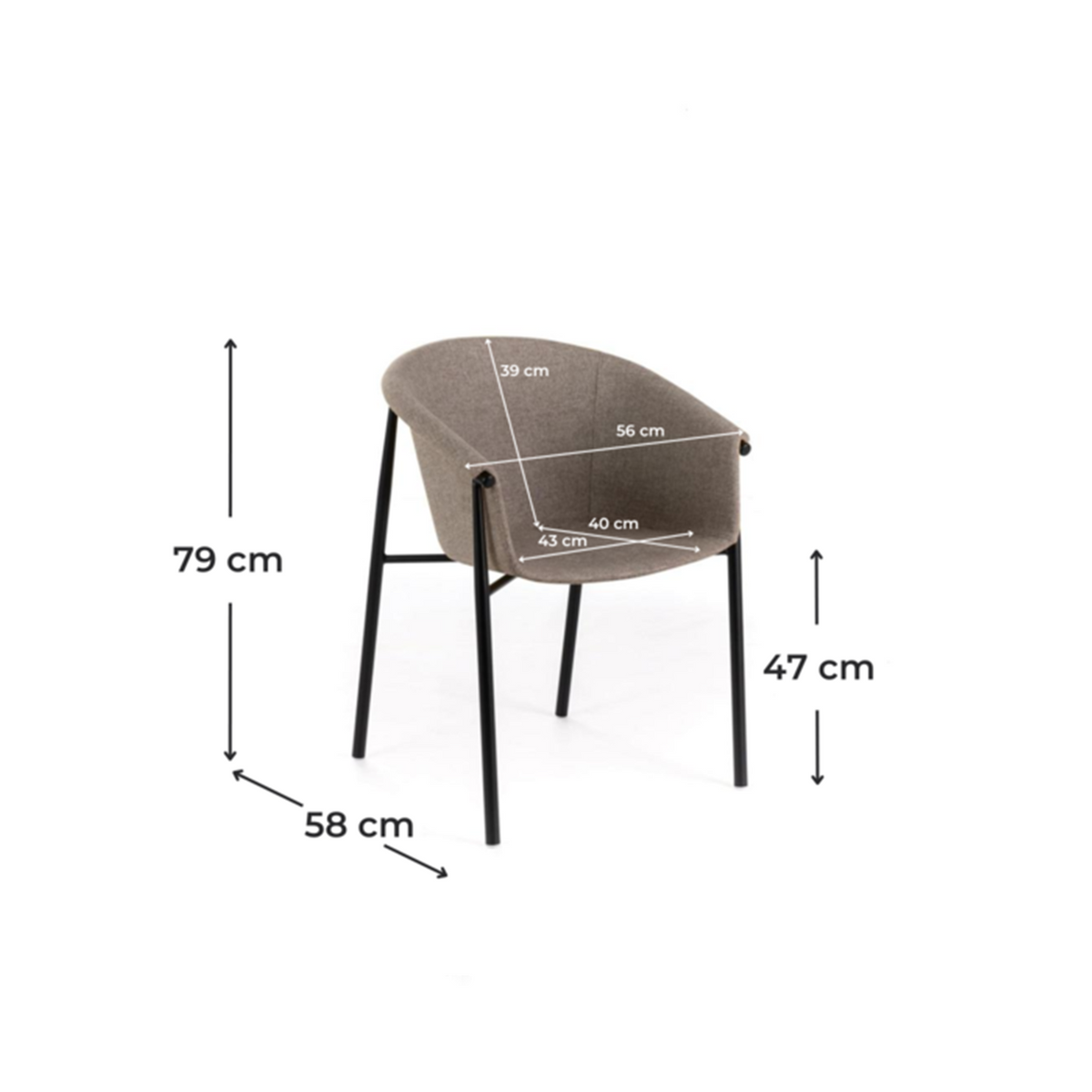 Set di sedie moderne in tessuto "Orchidea" eleganti con struttura in metallo verniciato