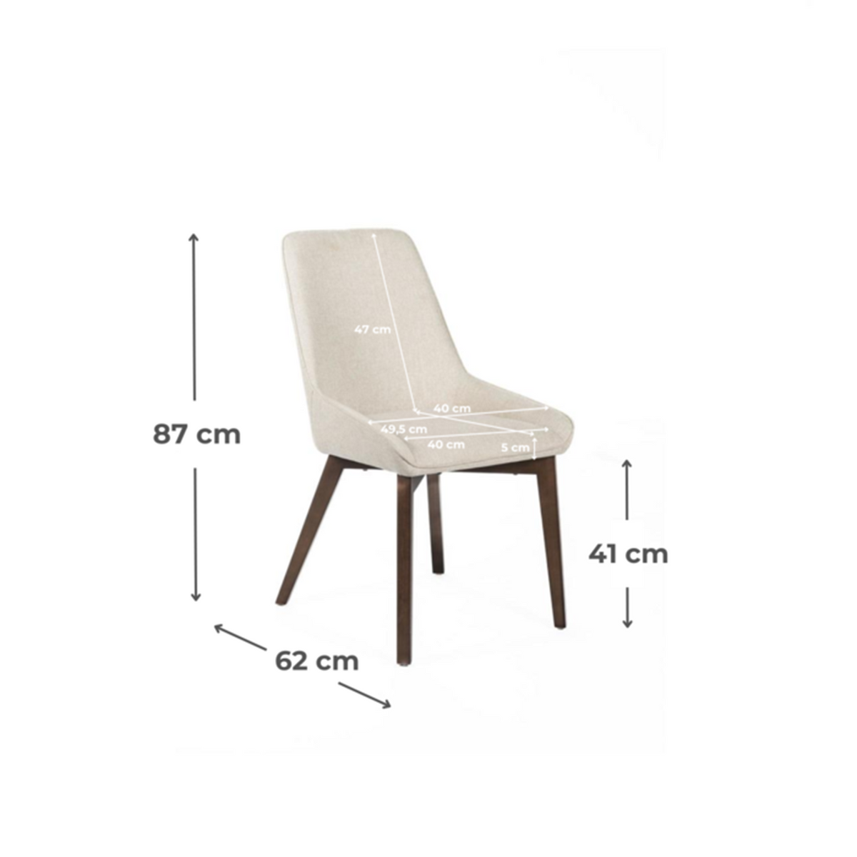 Set di sedie imbottite "Linea" da soggiorno moderne in tessuto cm 49,5x62 87h