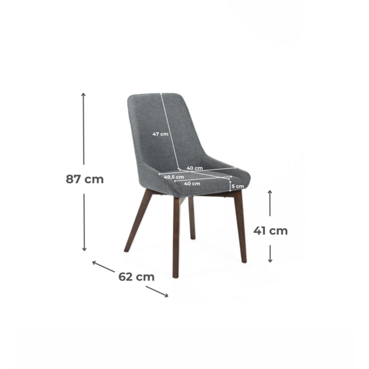 Set di sedie imbottite "Linea" da soggiorno moderne in tessuto cm 49,5x62 87h