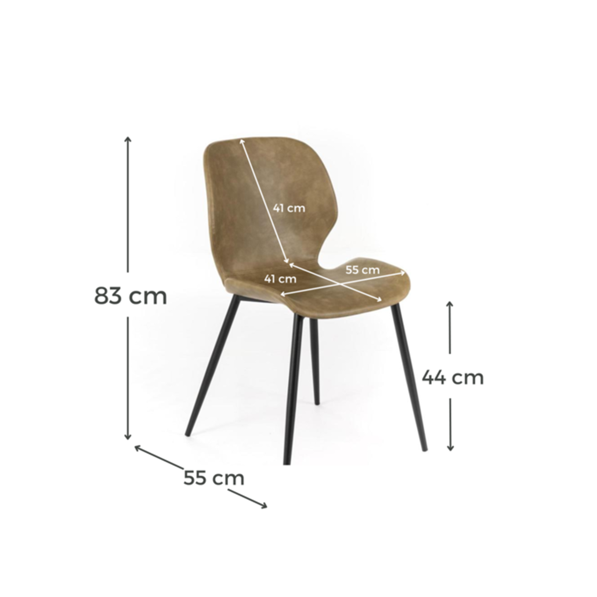 Set di sedie eleganti in similpelle "Liam" soft touch vintage cm 45x55 83h