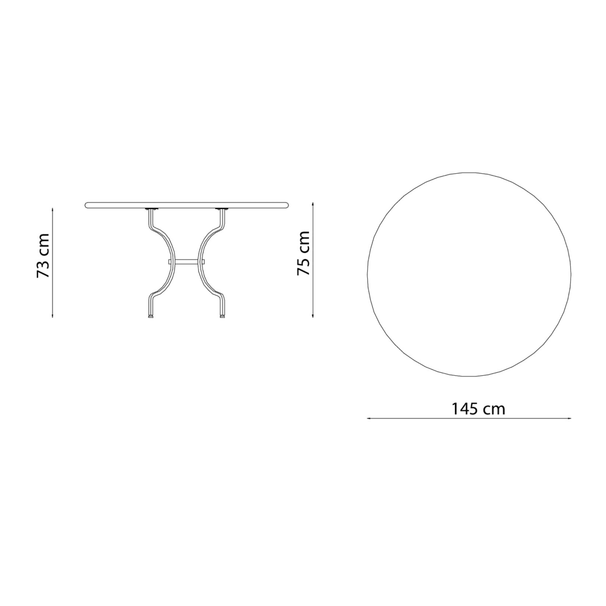 Tavolo tondo da pranzo in metallo zincato "Tosca" per giardino cm 145x145 75h - MondoViro