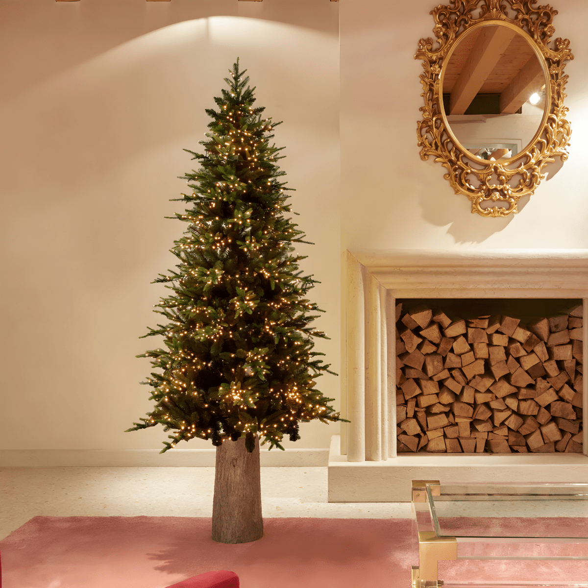 Albero di Natale "Pino Luxury New" con LED integrati, in PE Effetto Real Touch - MondoViro