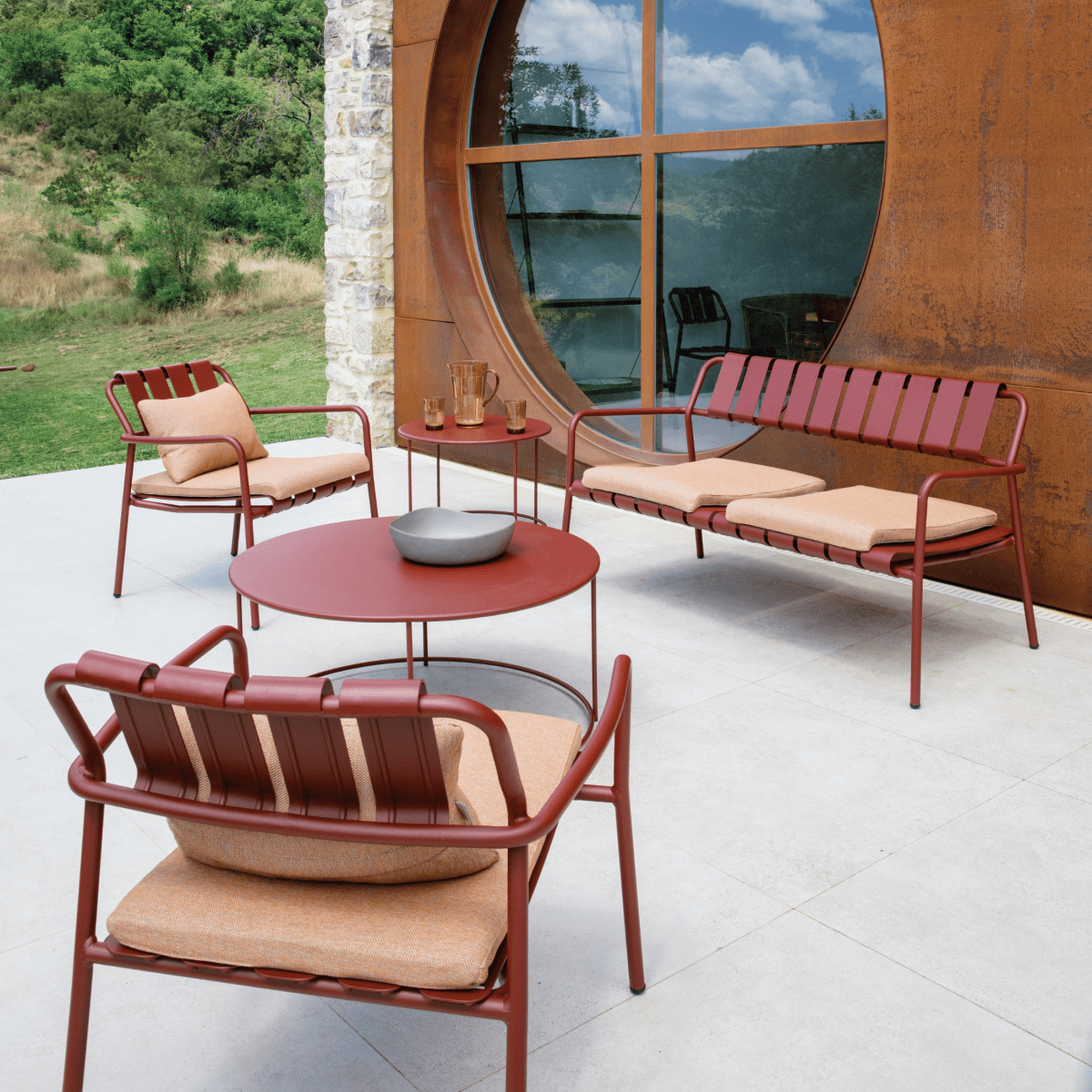 Poltrona bassa da giardino in alluminio "Verdea" sedia lounge cm 72x70 76h - MondoViro