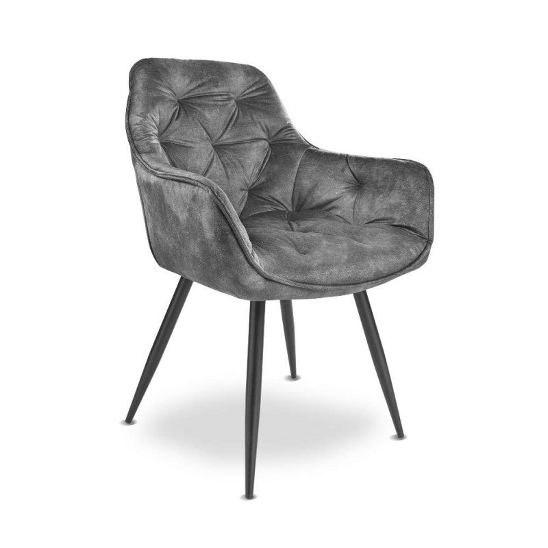 Set di sedie da pranzo "Senna" imbottite in velluto con gambe in metallo nere cm 59x60 86h - MondoViro