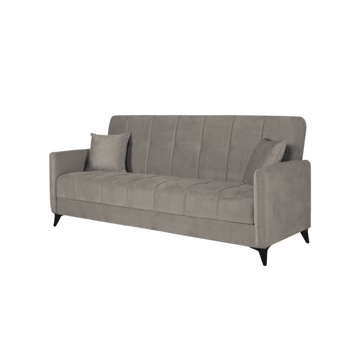 Divano letto a 3 posti contenitore "Santi Bacos" in velluto con 2 cuscini cm 211x92 98h - MondoViro