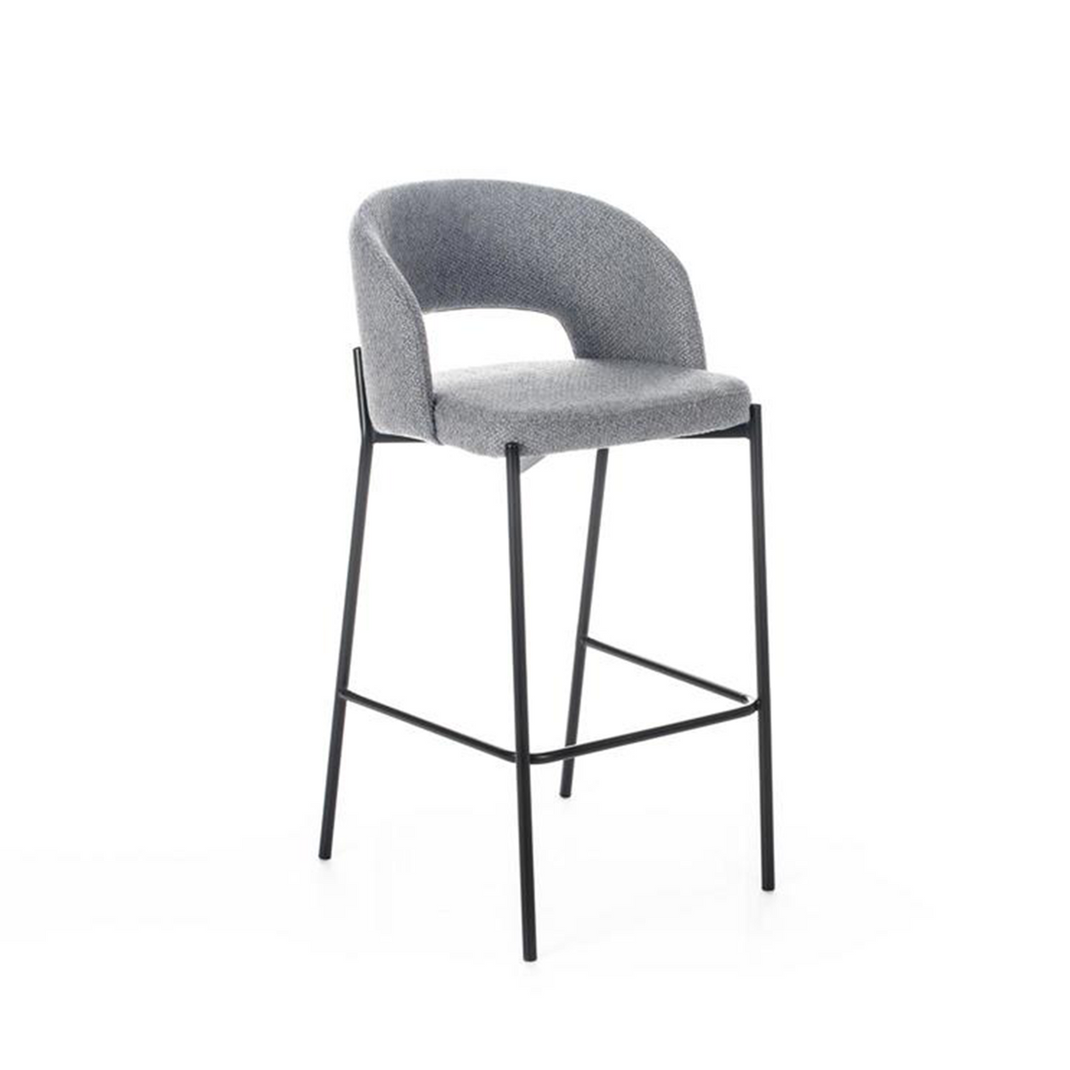 Set di sgabelli alti "Alan" in tessuto imbottiti con poggiapiedi cm 52x50 98h