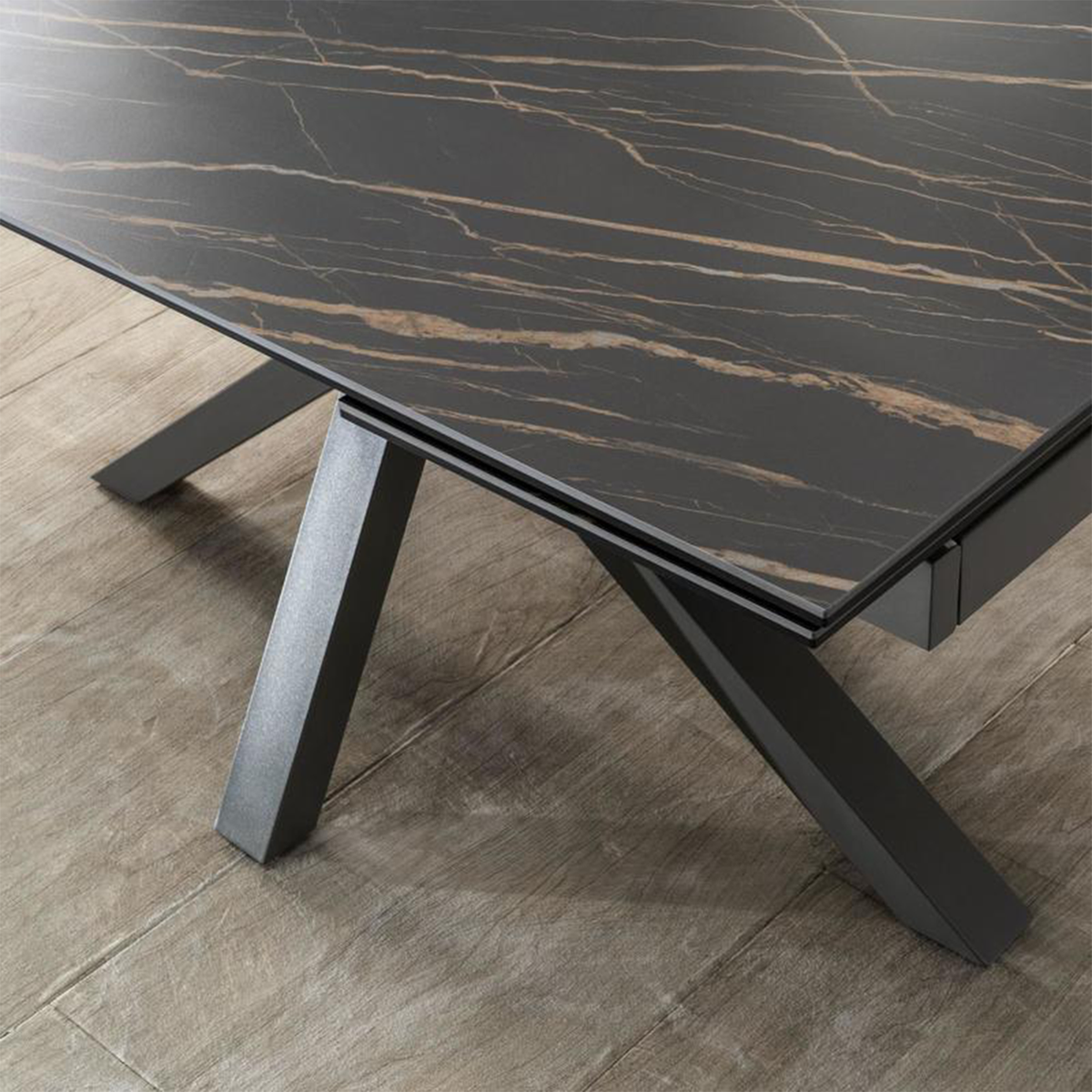 Tavolo allungabile "Daniel" piano su vetro temperato cm 160/240x90 76h
