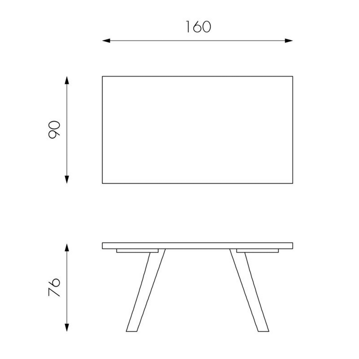 Tavolo fisso "Arthur" piano in legno e gambe in metallo cm 160x90 76h