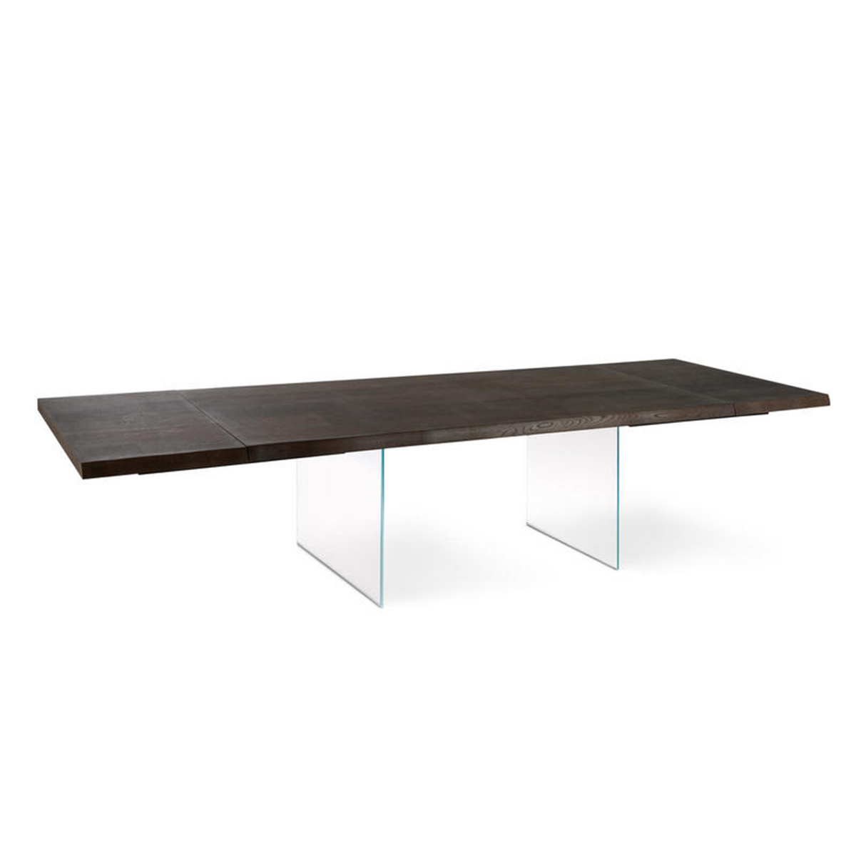 Tavolo allungabile "Fabien" piano in legno gambe in vetro temperato cm 200/300x100 76h