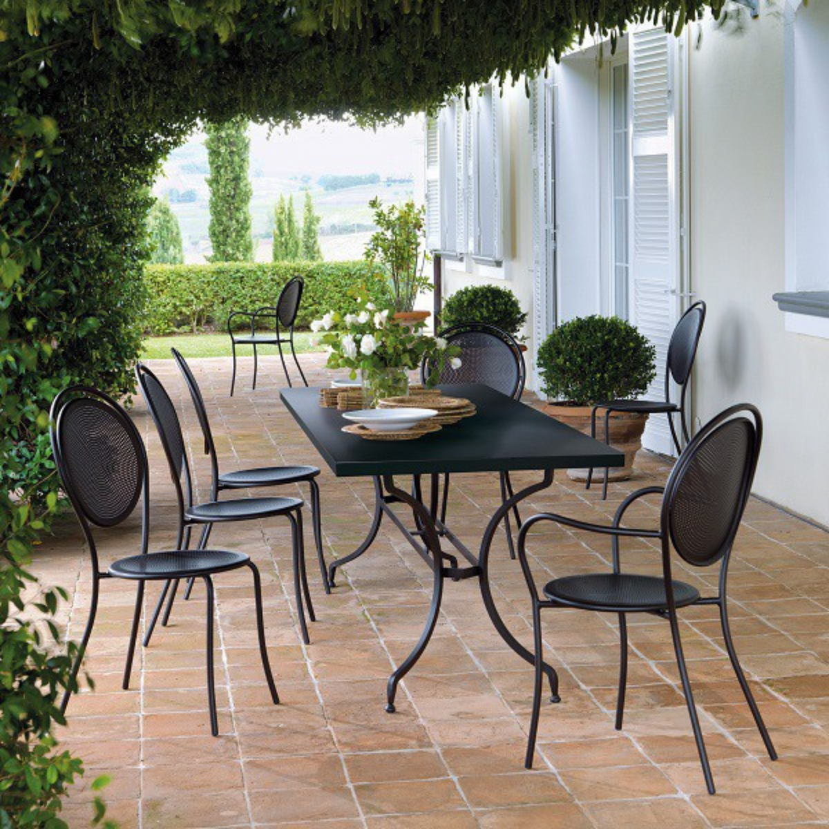 Tavolo rettangolare da pranzo in metallo zincato "Tosca" per giardino cm 180x90 75h