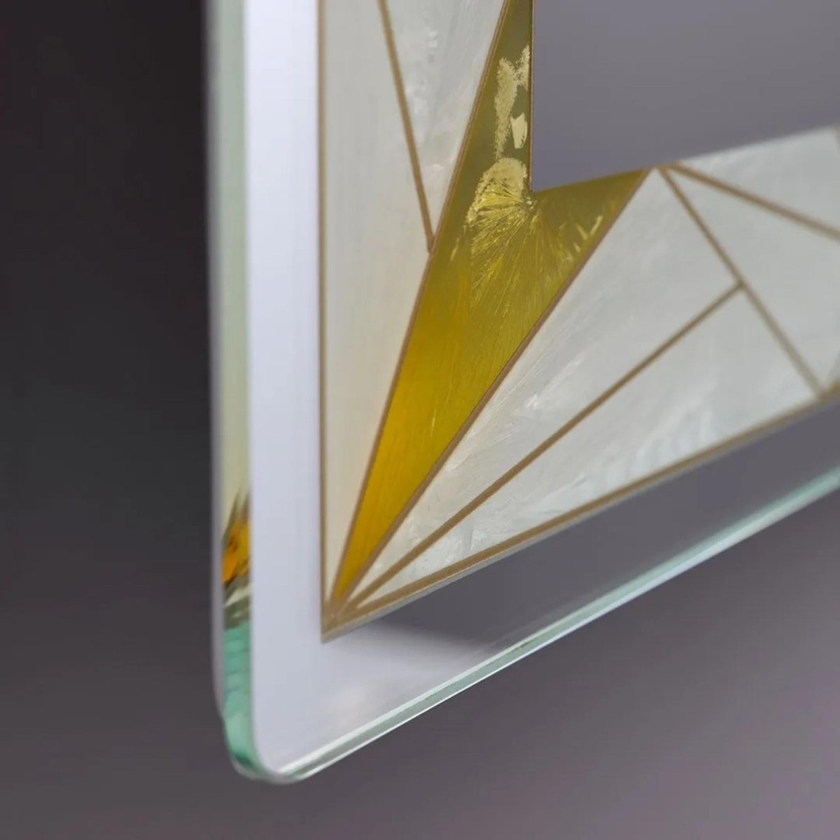Specchio a led da parete "Mosaic" touch con inserti satinati e colorati - MondoViro