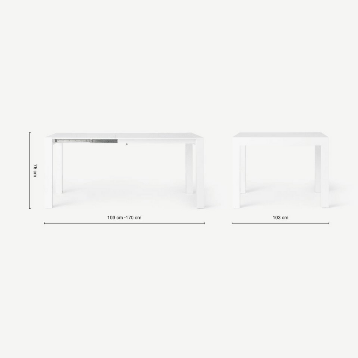 Tavolo allungabile moderno in legno bianco da pranzo "Spike" cm 103/170x90 76h