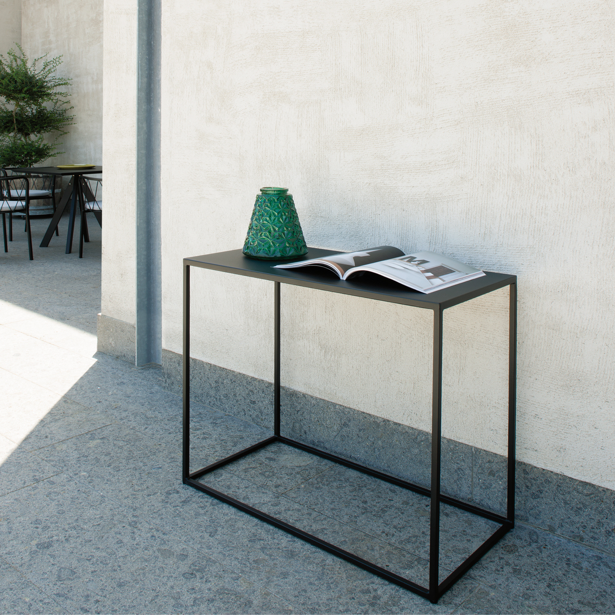 Console tavolo mobile in metallo "Daisy" da giardino cm 40x80 75h