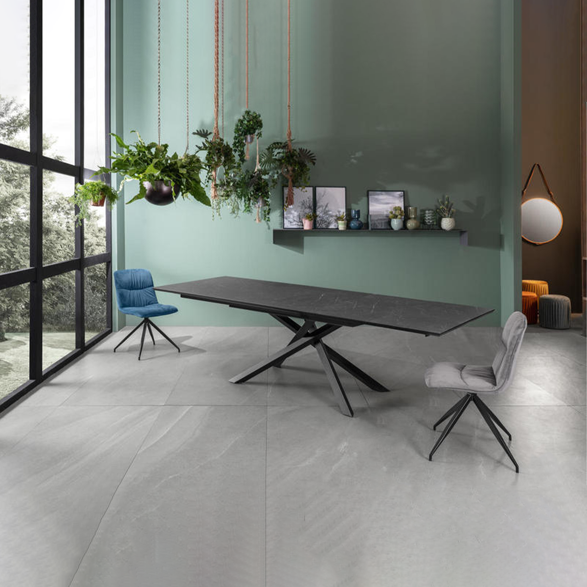 Tavolo allungabile "Jade" piano in HPL gambe in alluminio cm 170/270x90 76h