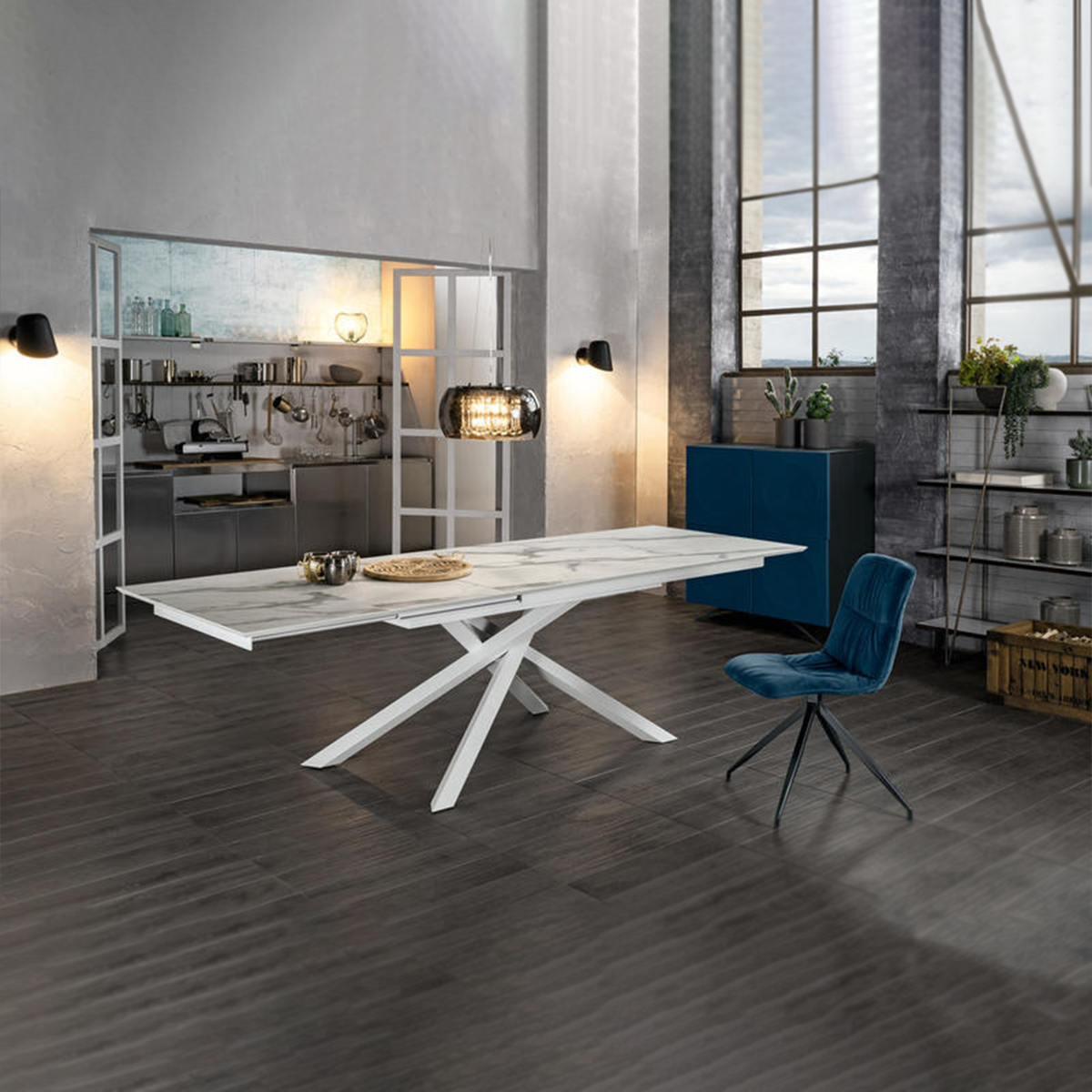 Tavolo allungabile "Jade" piano in HPL gambe in alluminio cm 170/270x90 76h