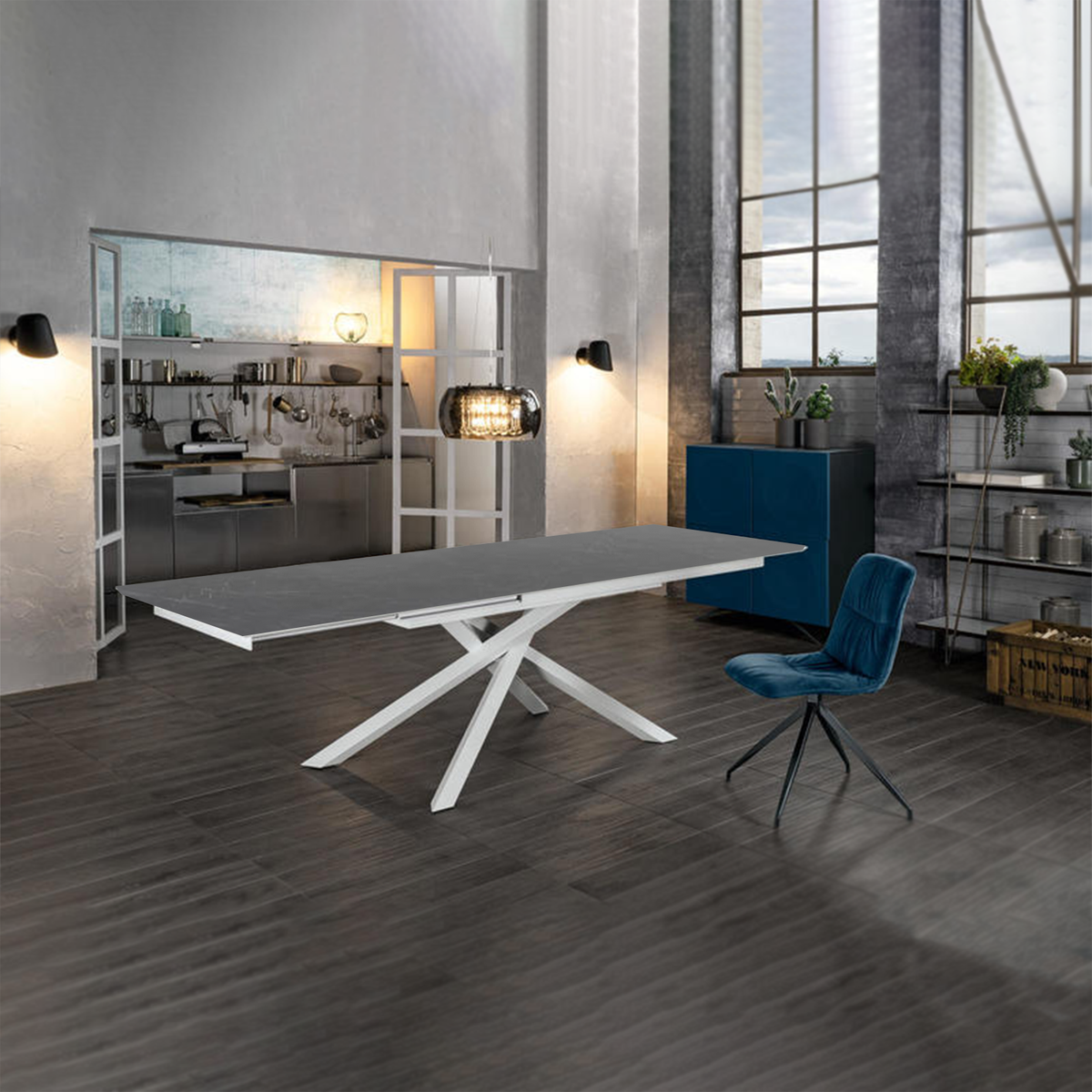 Tavolo allungabile "Jade" piano in HPL gambe in alluminio cm 170/270x90 76h