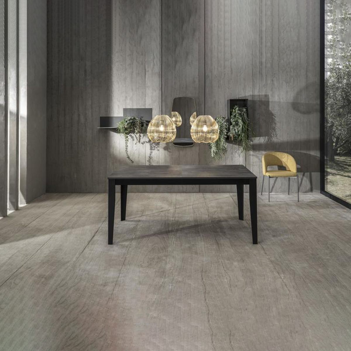 Tavolo allungabile "Blanche" piano melaminico gambe in metallo 14 posti cm 156/316x90 76h