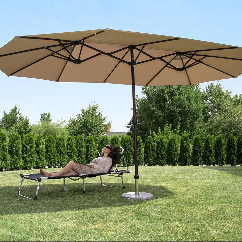 Ombrellone con 3 tettucci "Silia" in alluminio e poliestere mt 4,6x2,7 2,5h