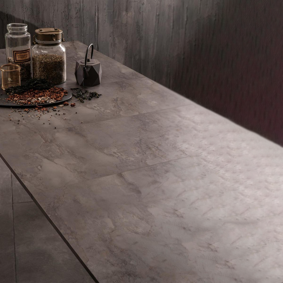 Tavolo allungabile "Blanche" piano melaminico gambe in metallo 14 posti cm 156/316x90 76h