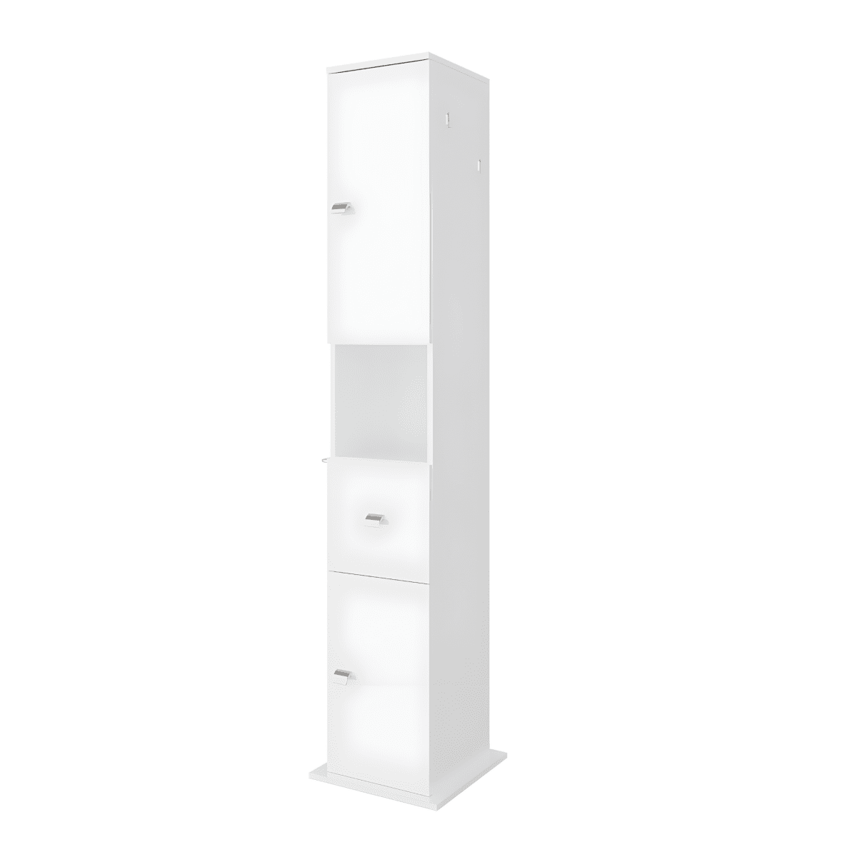 Mobili bagno "Kiro" in nobilitato con finitura bianco lucido , lavabo in ceramica da incasso e specchio - MondoViro