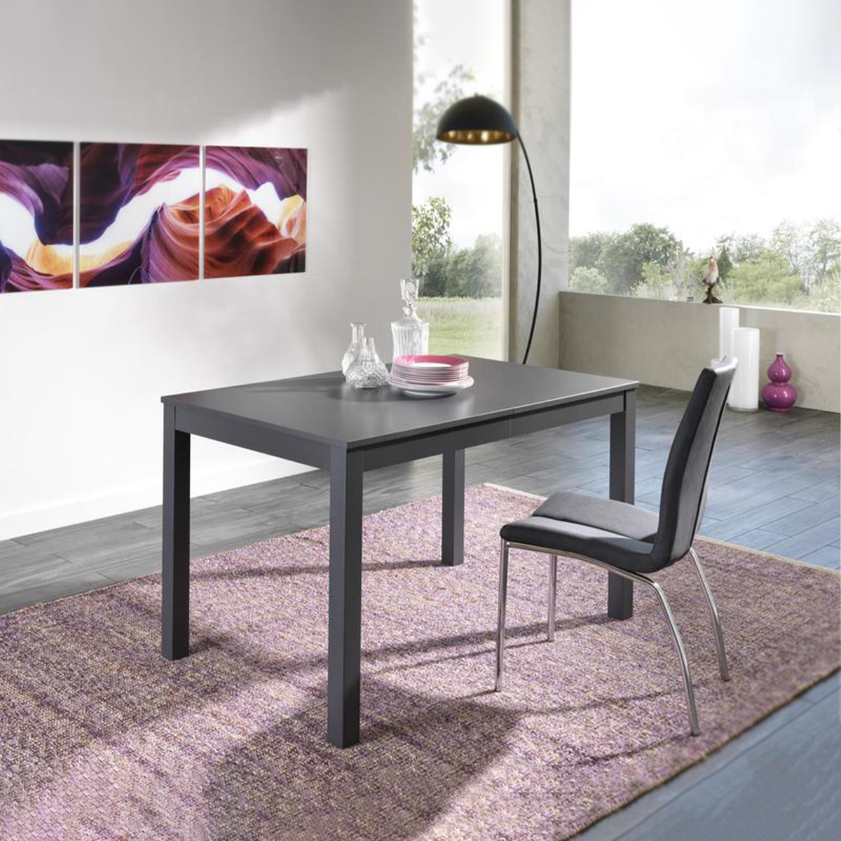 Tavolo allungabile "Creta" piano melaminico gambe in legno massello cm 130/210x80 76h