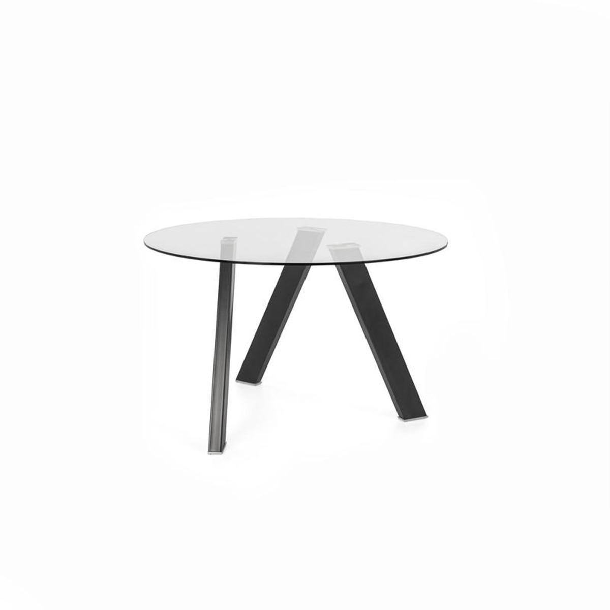 Tavolo moderno da pranzo tondo "Idahol" in vetro temperato cm 120x120 75h
