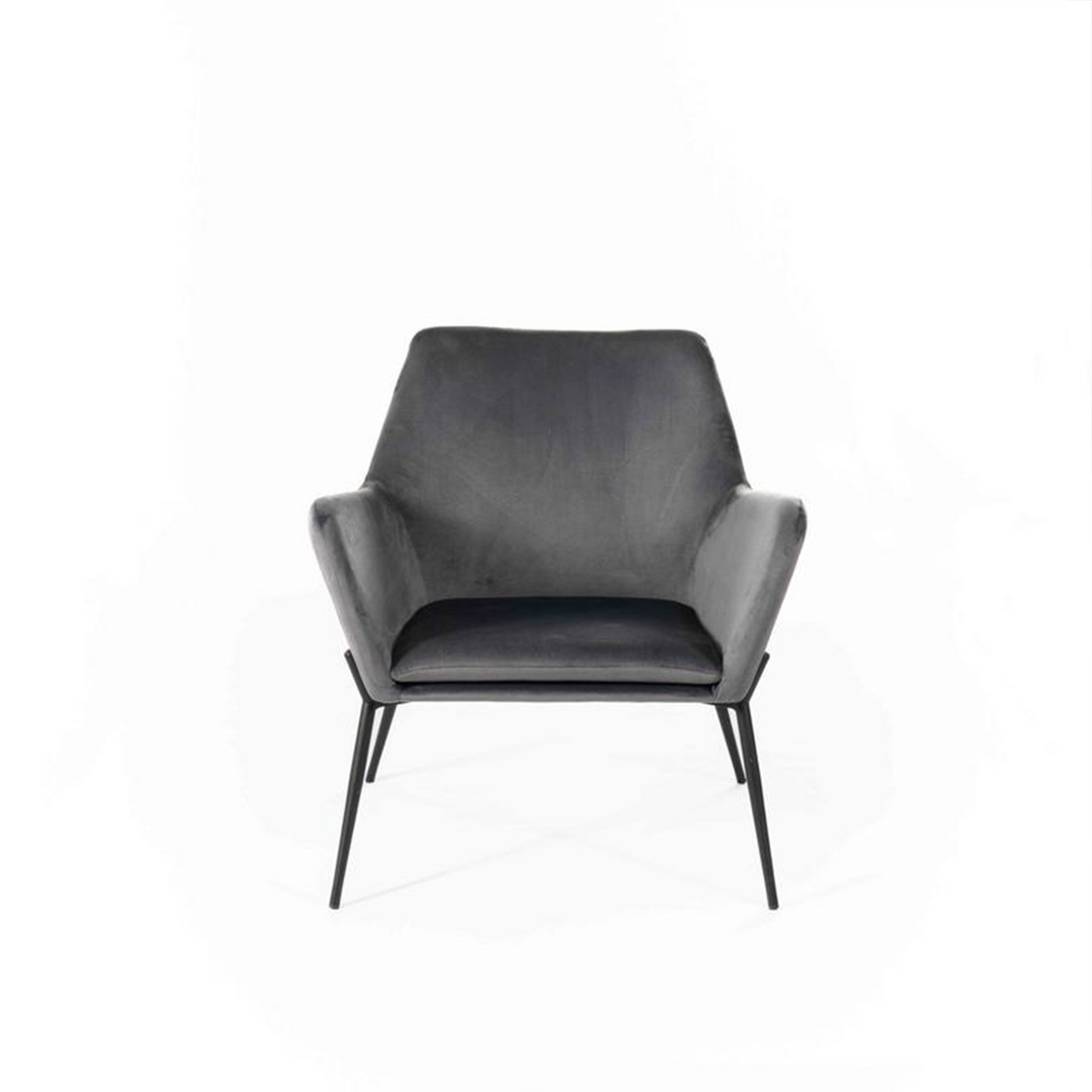 Poltrona imbottita "Gaia" moderna in velluto con gambe in metallo cm 70x72 79h