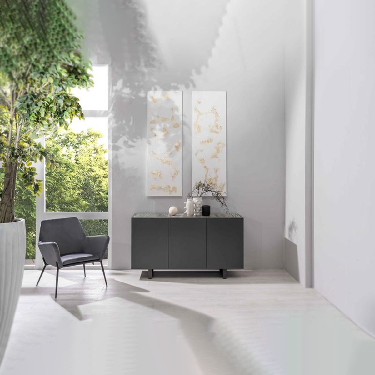 Poltrona imbottita "Gaia" moderna in velluto con gambe in metallo cm 70x72 79h