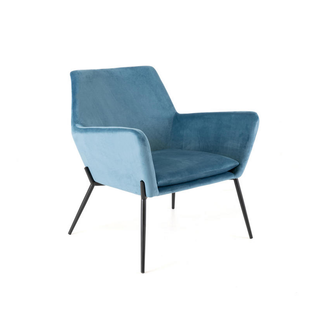 Poltrona imbottita "Gaia" moderna in velluto con gambe in metallo cm 70x72 79h