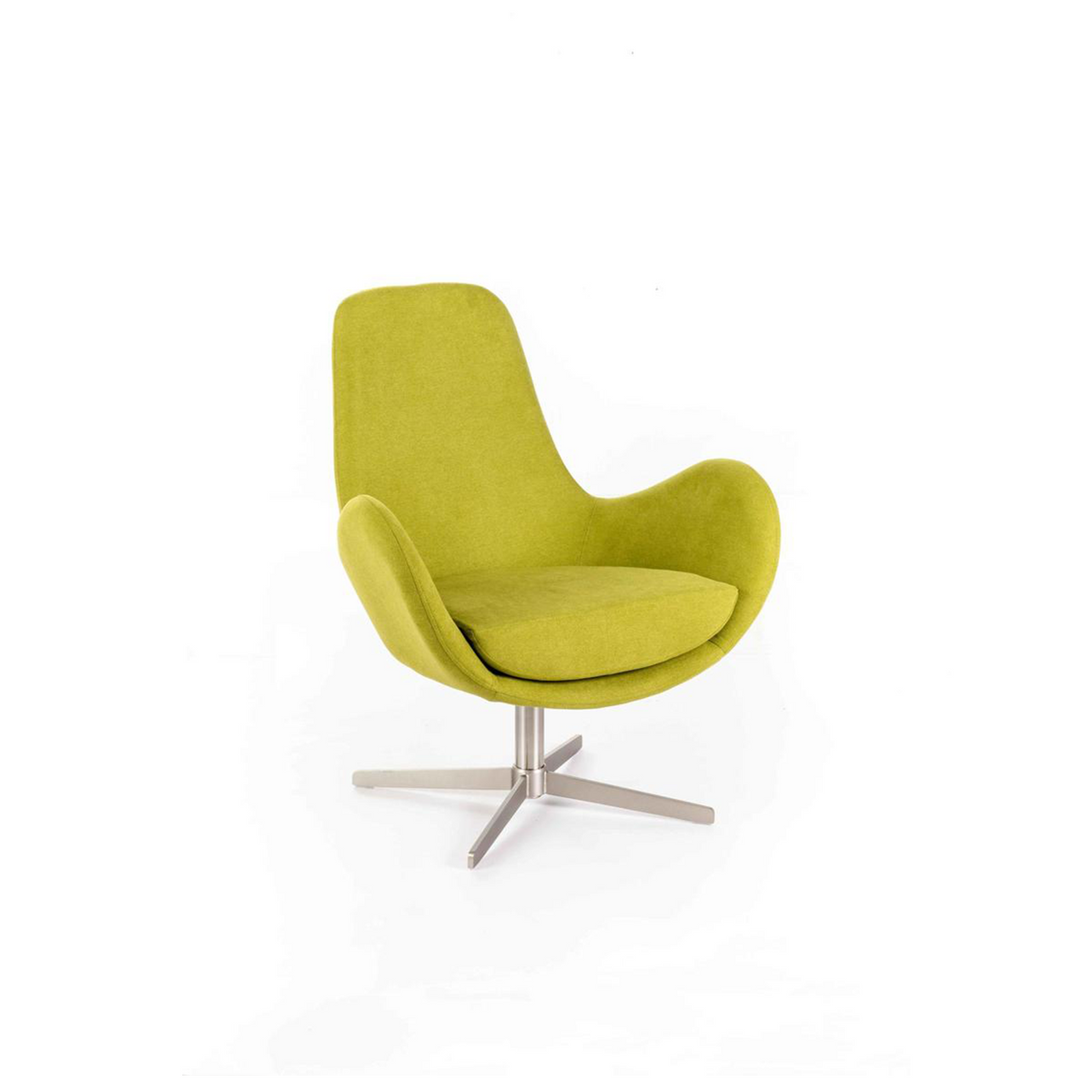 Poltrona moderna girevole "Orpea" in tessuto con base cromata cm 72x64 85h