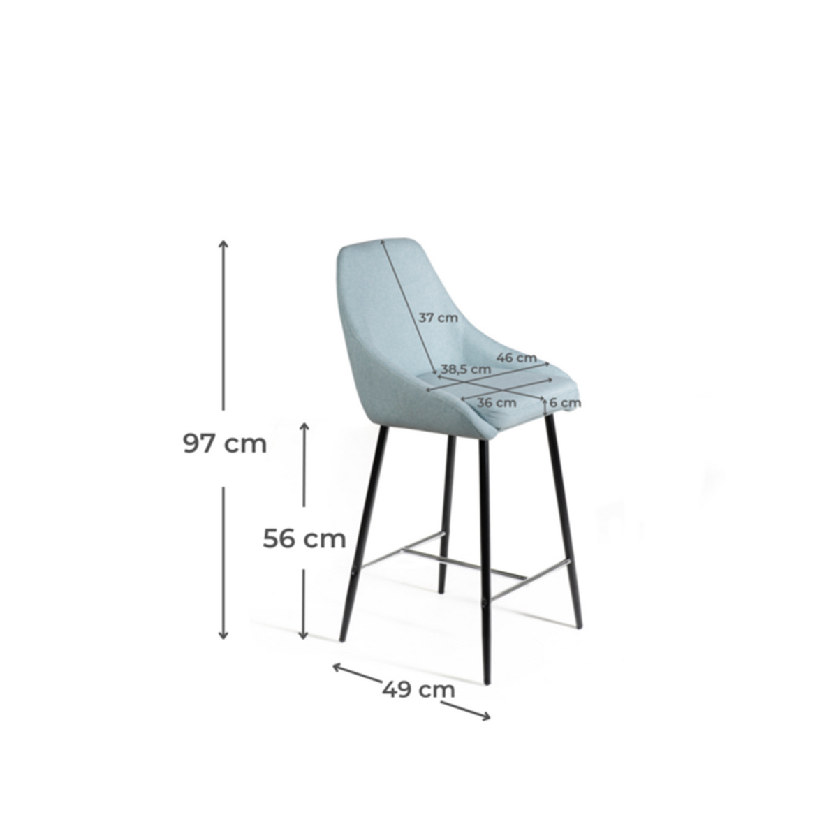 Set di sgabelli alti in tessuto poggiapiedi in metallo "Petit" cm 46x49 97h