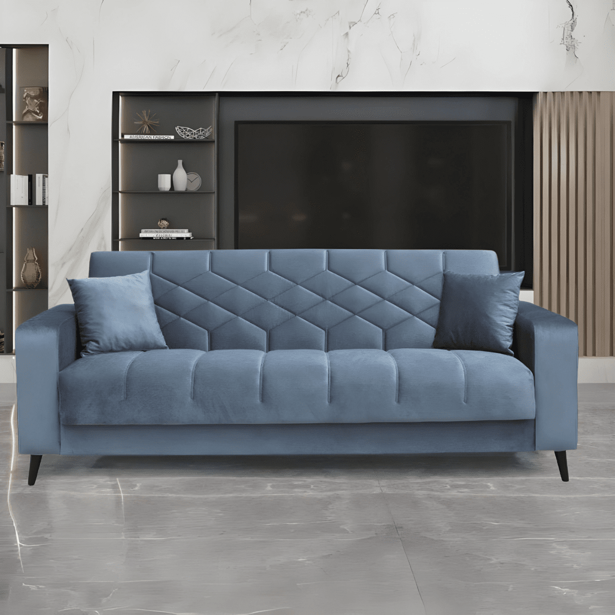 Divano moderno prontoletto 3 posti "Lisa" in velluto da soggiorno cm 225x85 84h - MondoViro