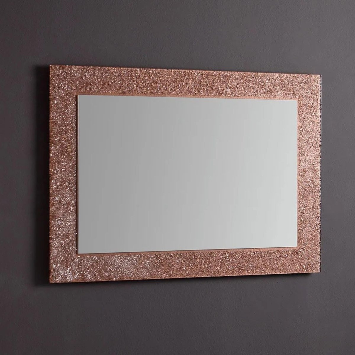 Specchio a led rettangolare "Serranova" con cornice in graniglia di vetro cm 98x70 - MondoViro
