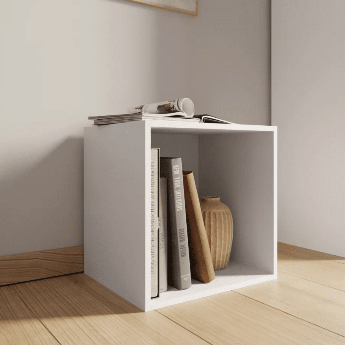 Mensola a giorno colorata "Cubo" in legno cm 35x35 29h - MondoViro