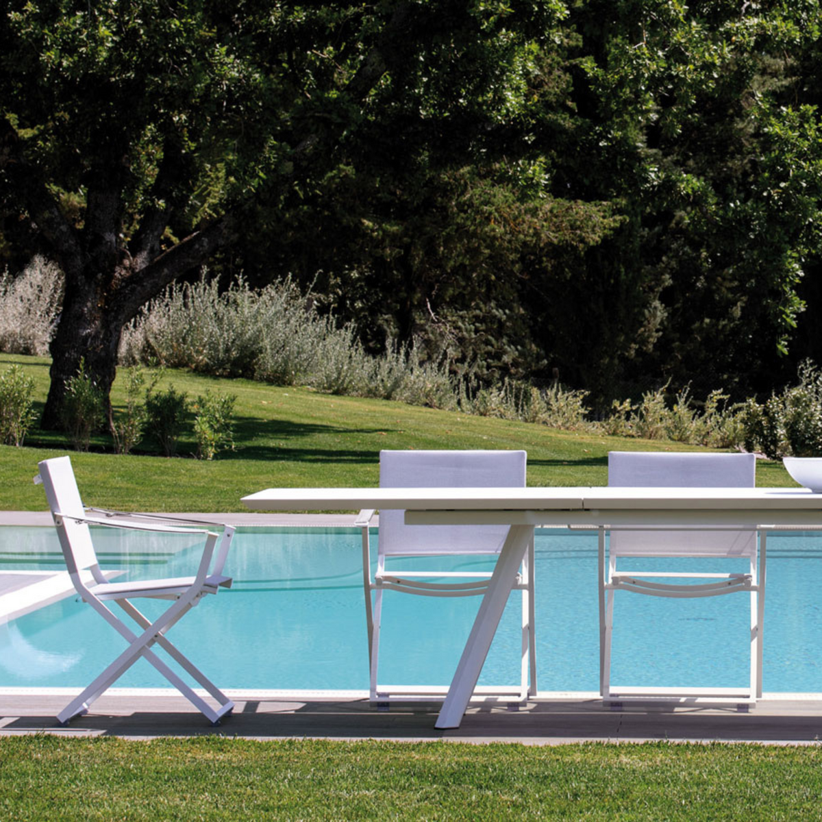 Sedie pieghevoli da giardino "Fellini" con schienale e seduta in tessuto