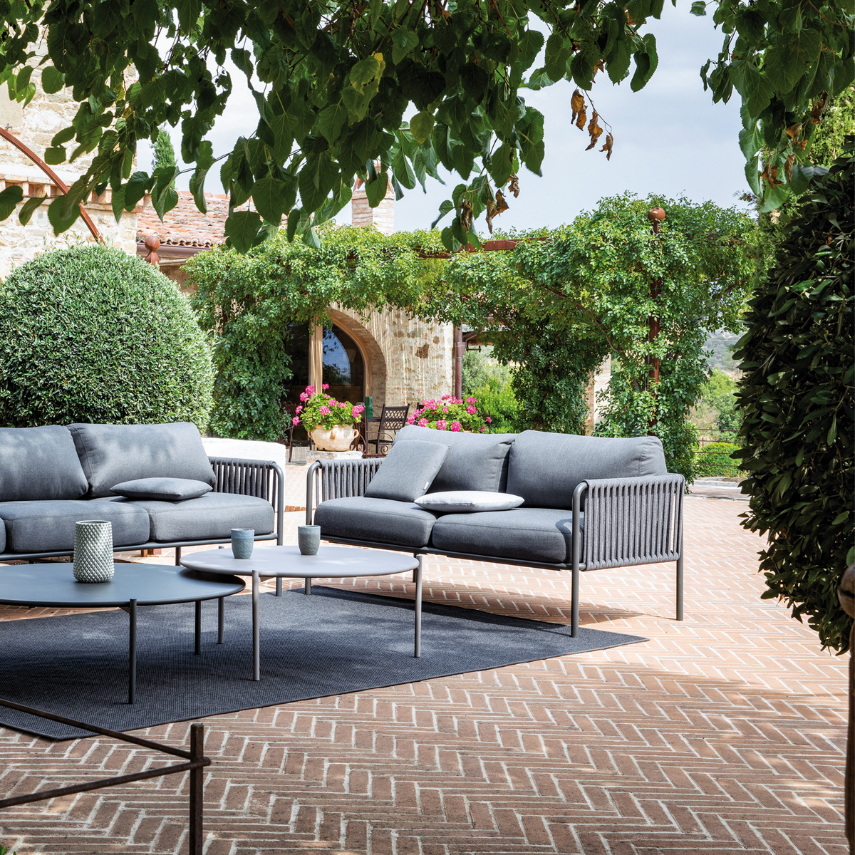 Divano 2 posti con schienale in corda "Key West2" con cuscini cm 163x83 78h