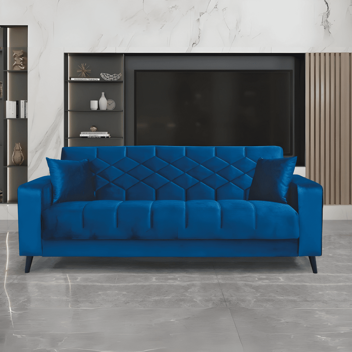 Divano moderno prontoletto 3 posti "Lisa" in velluto da soggiorno cm 225x85 84h - MondoViro