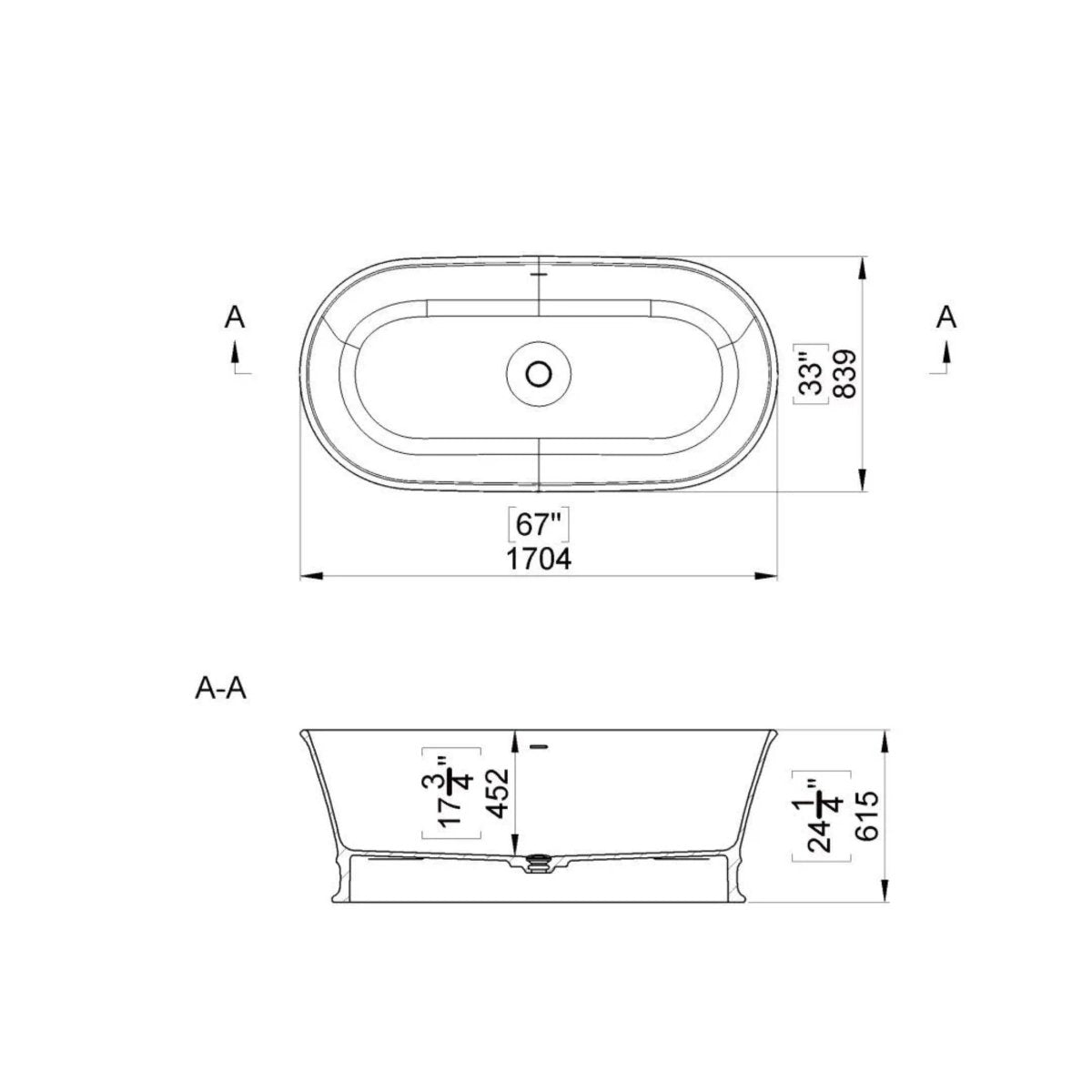 Vasca da bagno ovale a centro stanza "Bari" in marmo ricomposto bianco cm 170x84 84h - MondoViro