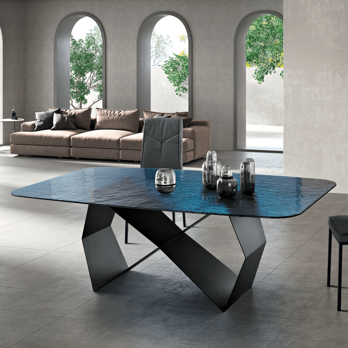 Tavolo fisso moderno "Karlito" con base in metallo verniciato cm 210x110 75h - MondoViro