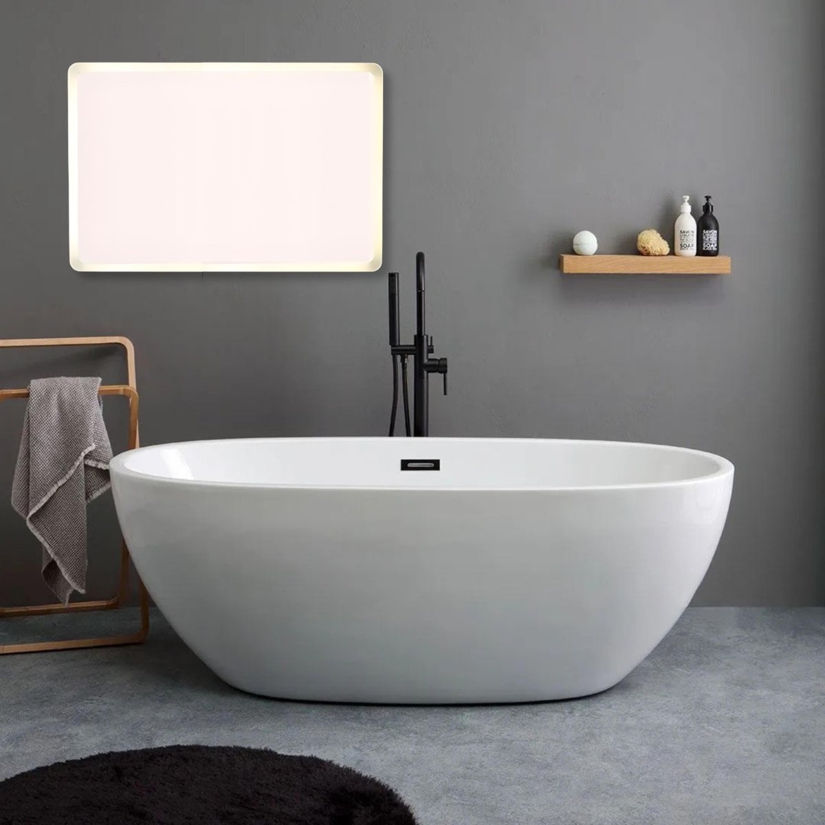 Specchio a led stondato da bagno "Dallas" con cornice illuminata - MondoViro