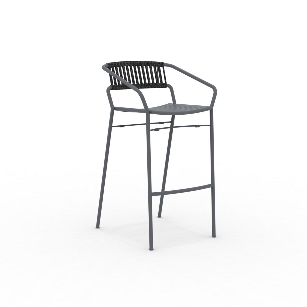 Sgabello alto in metallo zincato "Slot" da giardino impilabile cm 54x60 100h